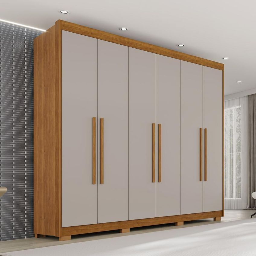 Guarda Roupa Elegance Plus 6 Portas 6 Gavetas MDF Cinamomo Off 240cm Elegance - imagem 3