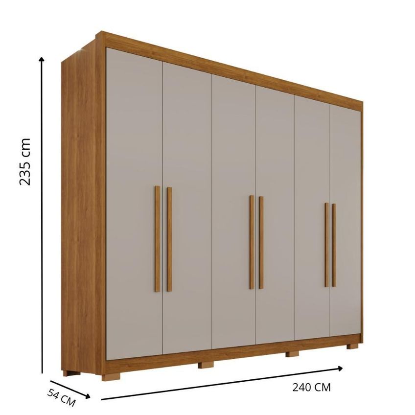 Guarda Roupa Elegance Plus 6 Portas 6 Gavetas MDF Cinamomo Off 240cm Elegance - imagem 4