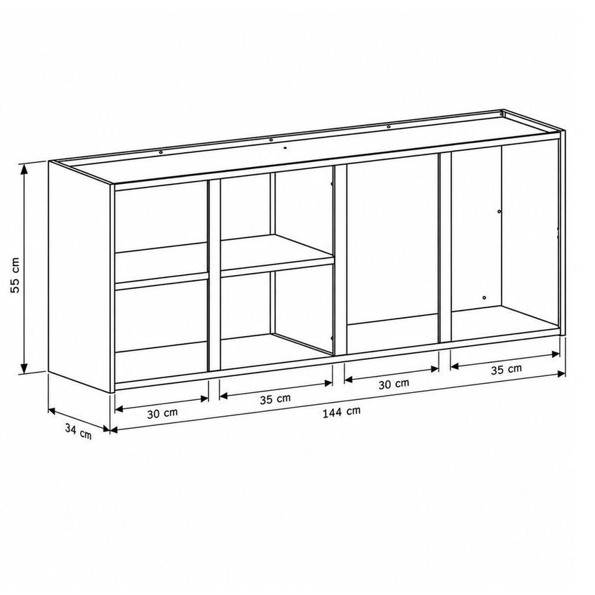 Armário Aéreo Júpiter 144cm Sem Porta Aço Com 6 Nichos Cinza Cozimax - imagem 4