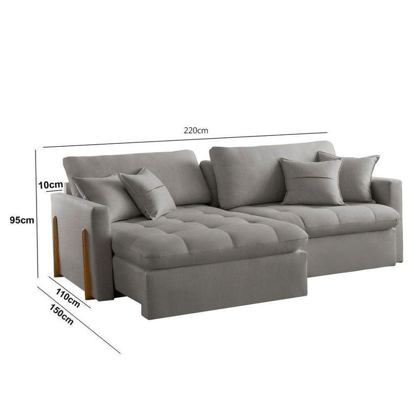 Sofá Cama A230 3 Lugares Com Função Retrátil E Reclinável 220cm Cinza Linho Meu Sofá Online - imagem 3