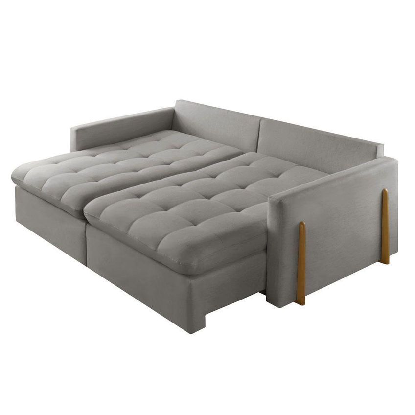 Sofá Cama A230 3 Lugares Com Função Retrátil E Reclinável 220cm Cinza Linho Meu Sofá Online - imagem 4