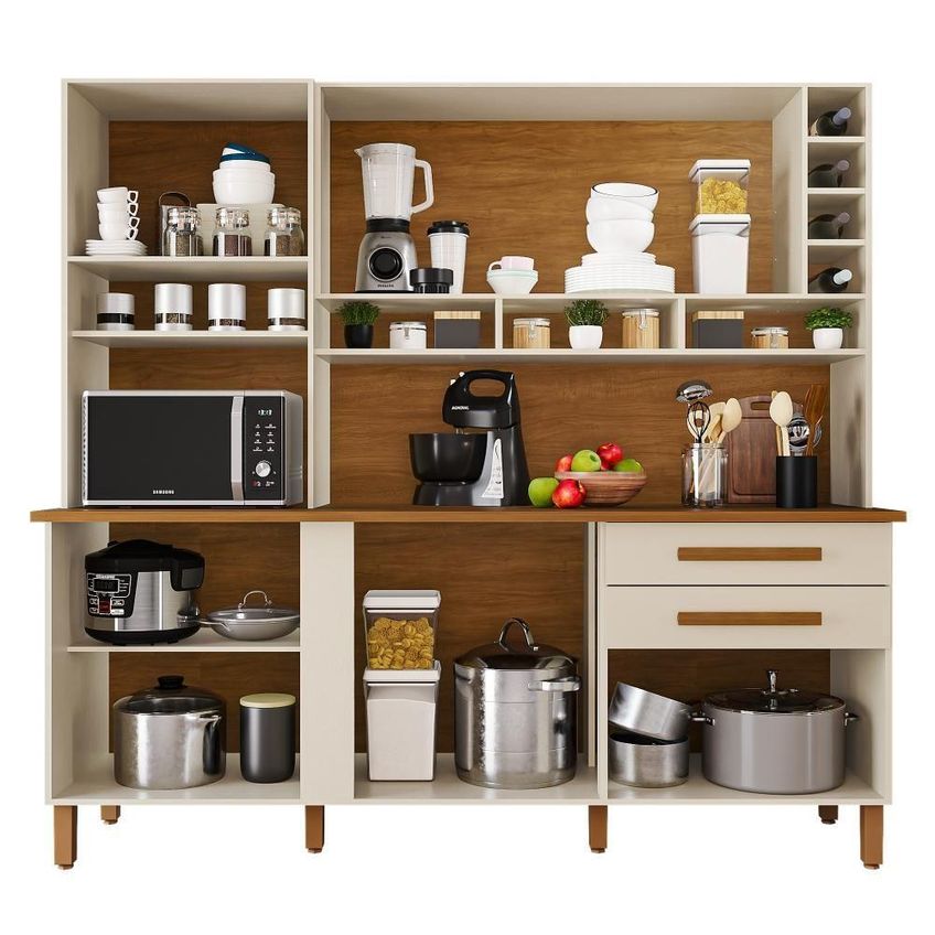 Cozinha Amanda 6 Portas 2 Gavetas MDF 182cm Amadeirado Amanda Block - imagem 3