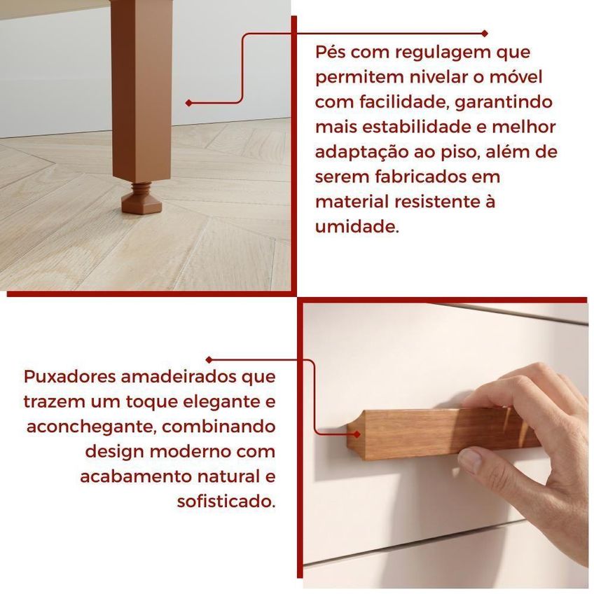 Cozinha Amanda 6 Portas 2 Gavetas MDF 182cm Amadeirado Amanda Block - imagem 5