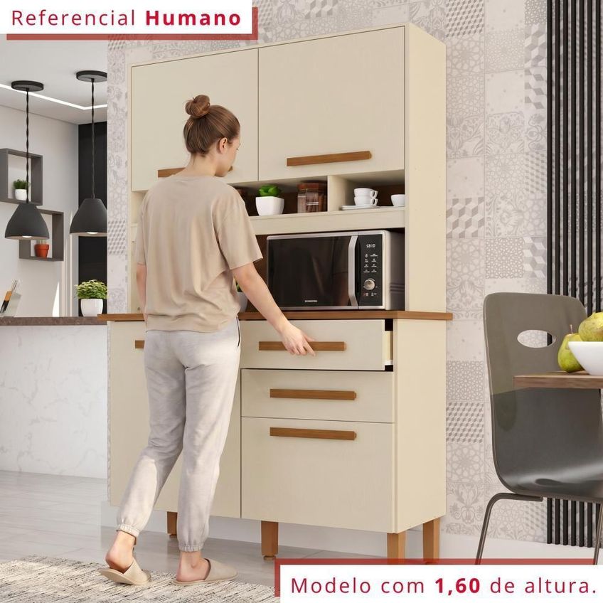 Cozinha Sara Frison 4 Portas 2 Gavetas 115cm Bege Sara Enxovais - imagem 5