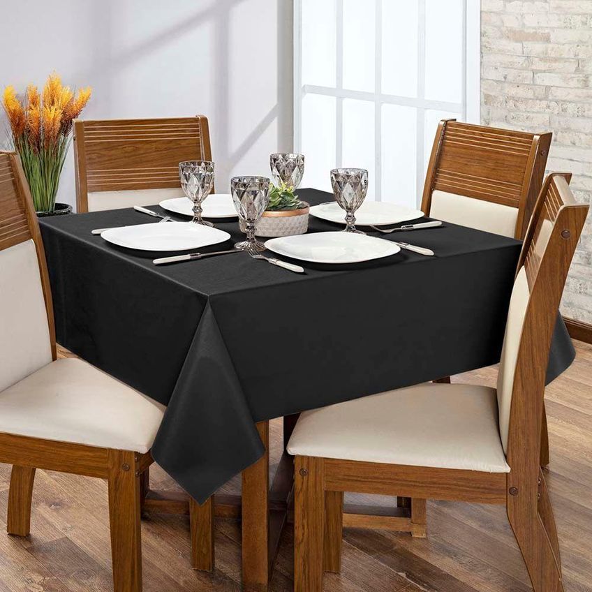 Toalha De Mesa Lisa Térmica Em PVC E Polietileno 140cm X 140cm 1 Peça Preto Clara Luz Decora - imagem 4
