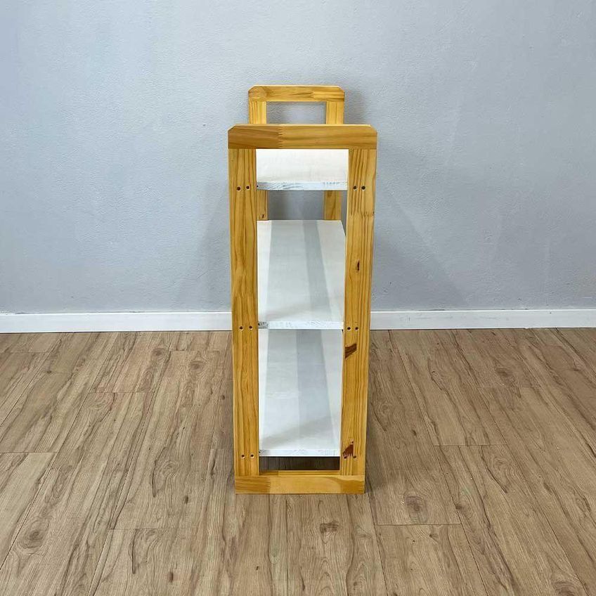 Aparador Linea Ample Moderno Sem Porta Sem Gavetas Madeira Maciça 100cm Branco E Nozes Artfactory - imagem 4