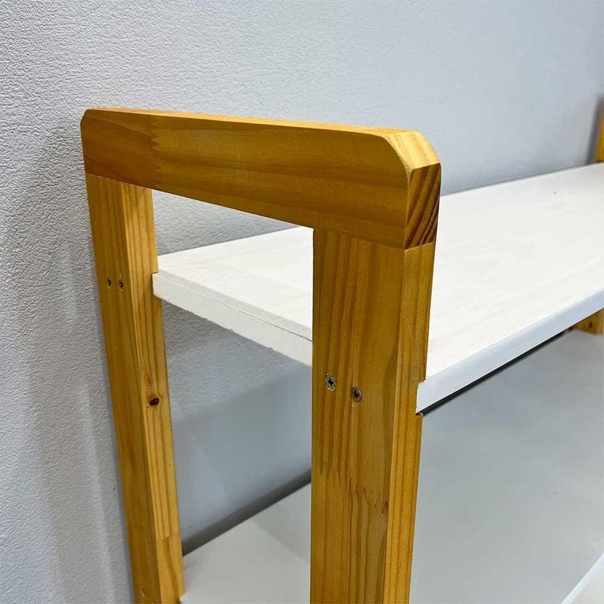 Aparador Linea Ample Moderno Sem Porta Sem Gavetas Madeira Maciça 100cm Branco E Nozes Artfactory - imagem 5