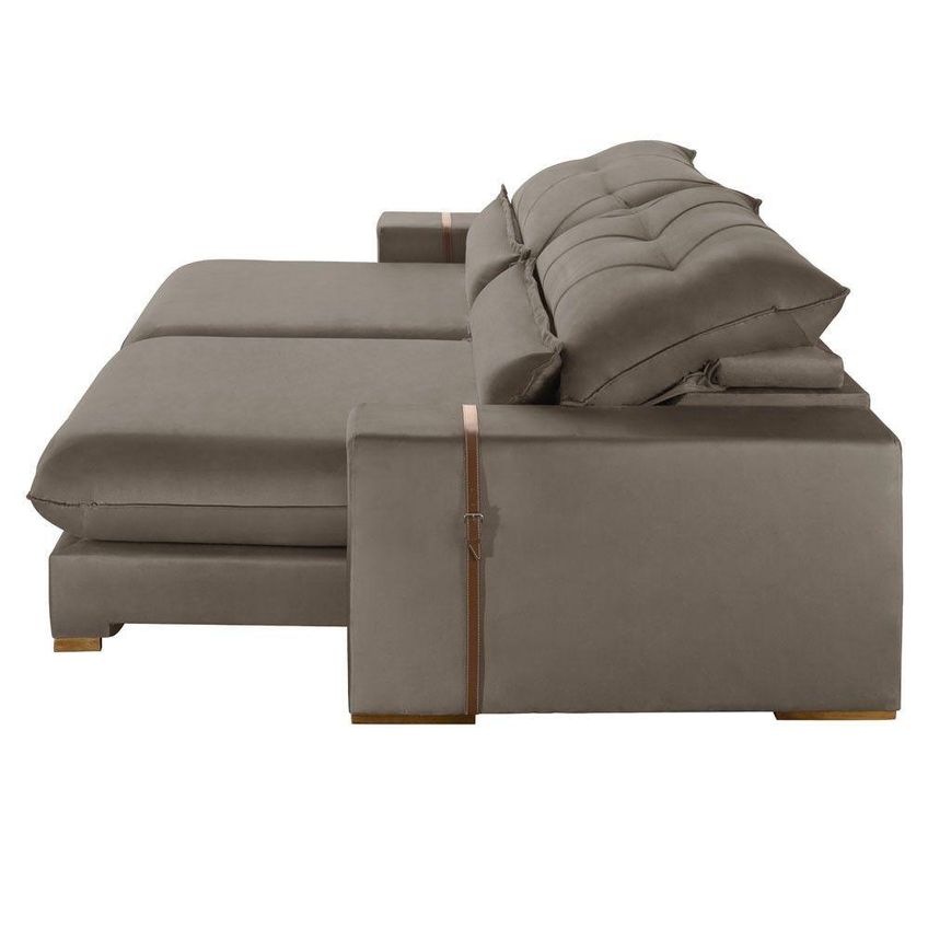 Sofá Com Chaise B002 3 Lugares Retrátil E Reclinável 230cm Caramelo Meu Sofá Online - imagem 4