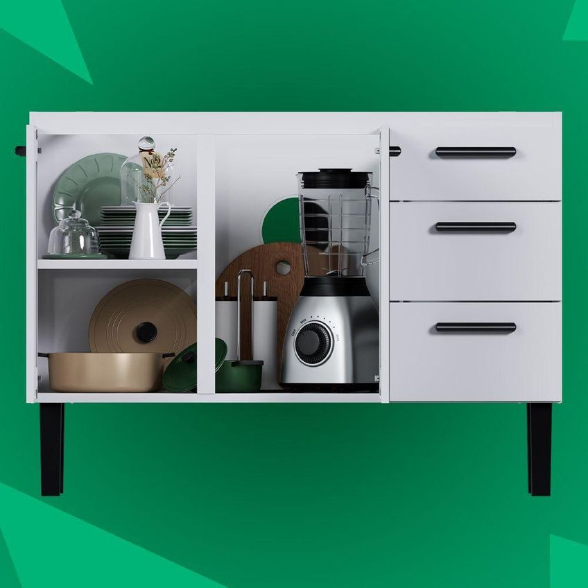 Gabinete Para Cozinha Atena 3 Gavetas Aço 117cm Branco Cozimax - imagem 3