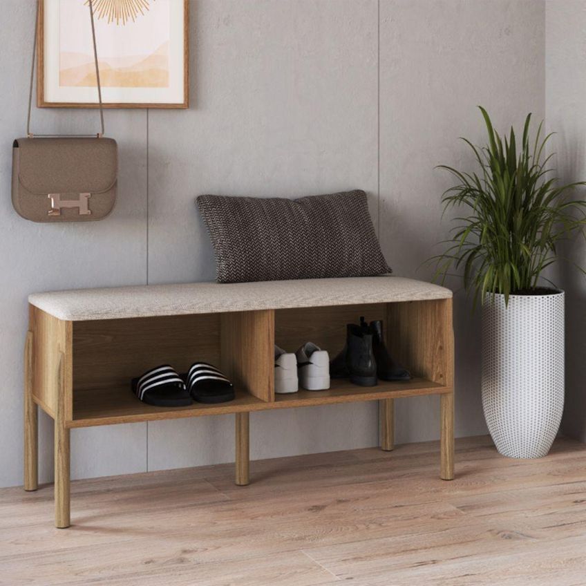 Sapateira Banco Oslo 3 Prateleiras 93cm MDP Bege Artesano Móveis - imagem 3
