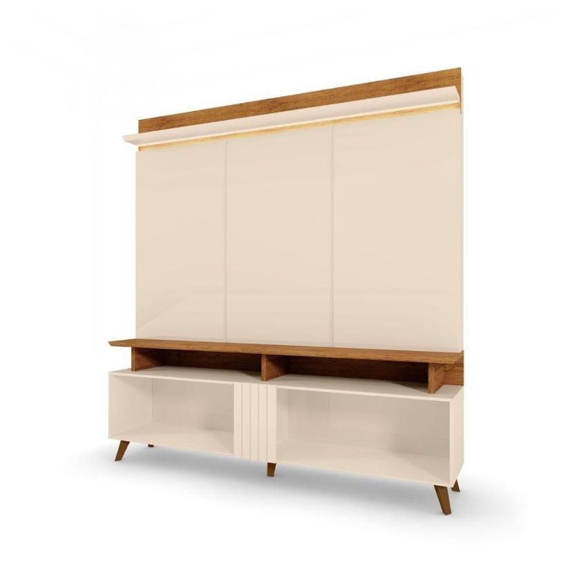 Conjunto Painel Com Prateleira E Rack 2 Portas Home Suspenso Para Tvs Até 70 Polegadas 180cm MDP-MDF - imagem 4