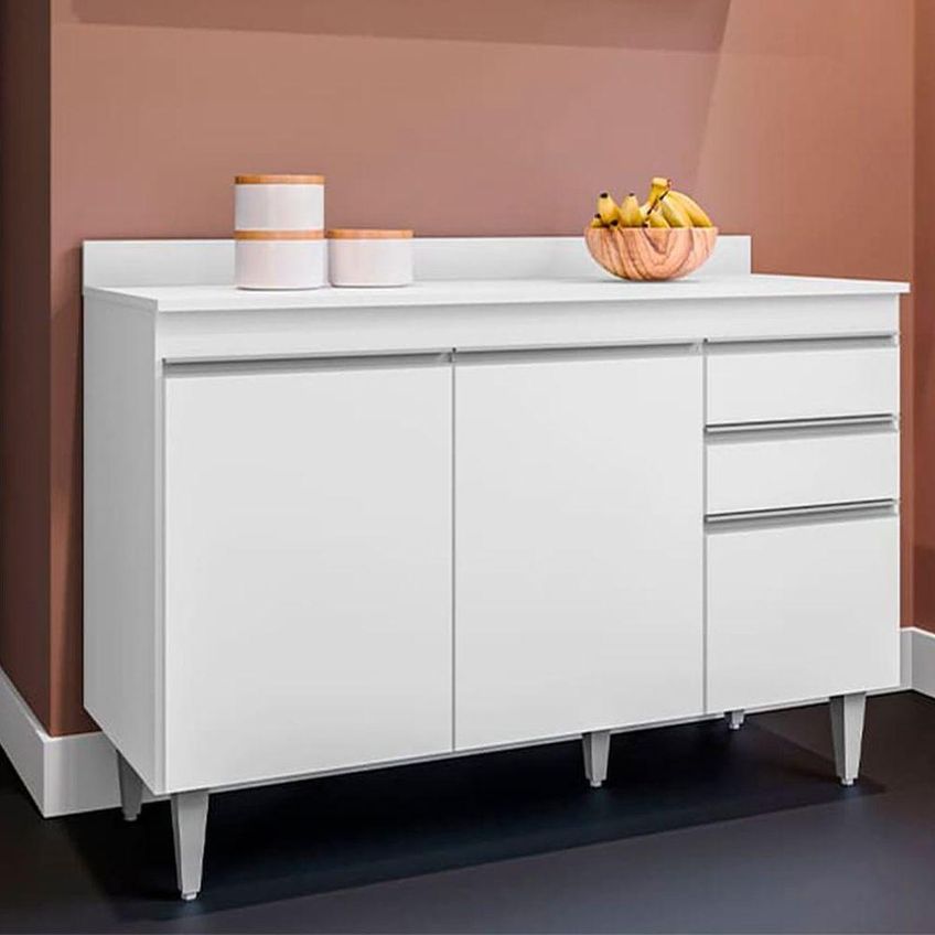 Tampo De Balcão Para Cozinha Melissa Sem Porta MDP 120cm Branco Melissa 120cm - imagem 4