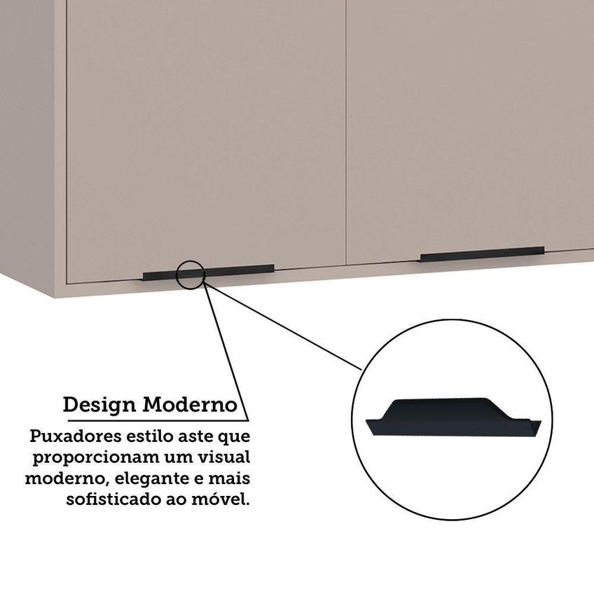 Armário Aéreo Stylo 60cm 2 Portas MDP Giratória Cinza Luciane Móveis - imagem 5