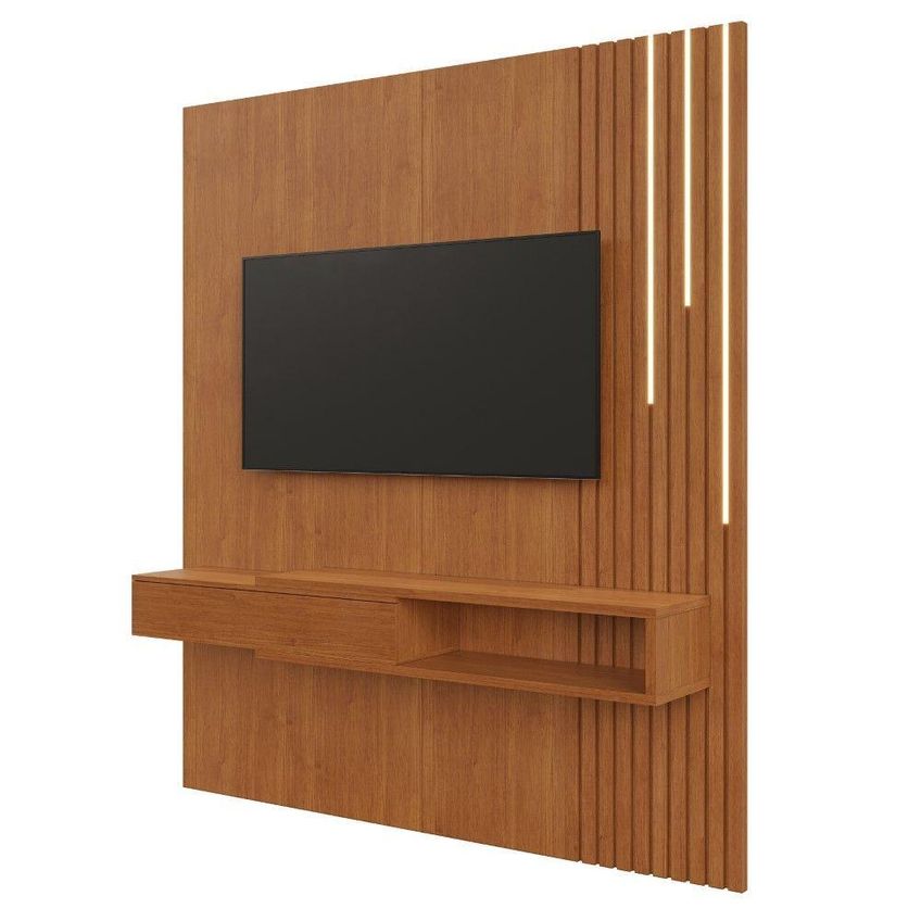 Painel Para TV Ímperium Ripado 65" 182cm MDF Com LED e Nicho Mavaular Móveis - imagem 3