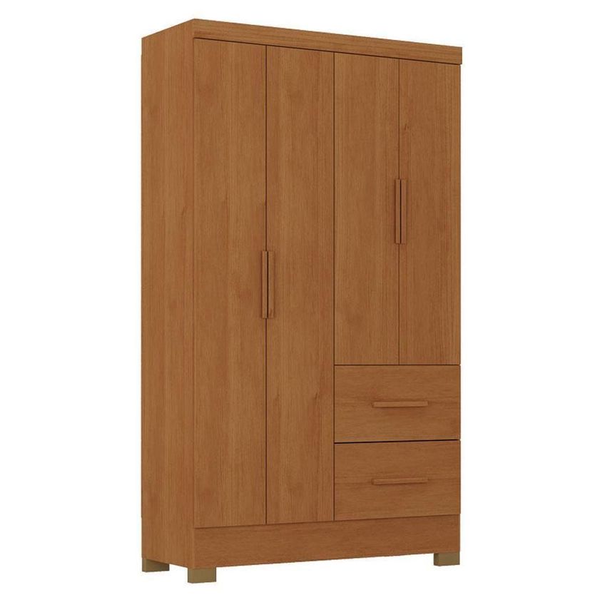 Guarda Roupa Solteiro Primordial Max 4 Portas 2 Gavetas Mdp Cinamomo Fosco Zanzini Móveis - imagem 3