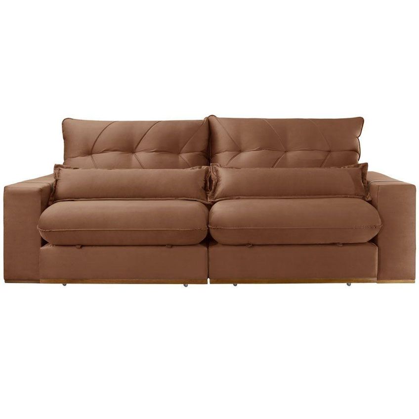 Sofá Com Chaise B020 3 Lugares Retrátil E Reclinável 210cm Terracota Meu Sofá Online - imagem 3