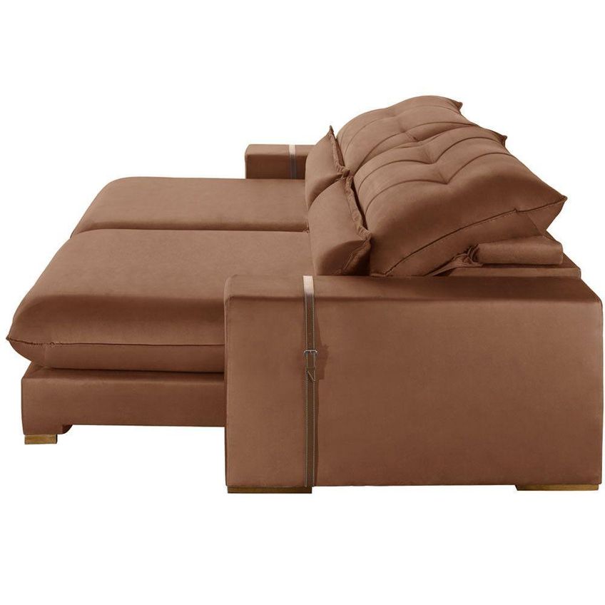Sofá Com Chaise B020 3 Lugares Retrátil E Reclinável 210cm Terracota Meu Sofá Online - imagem 5