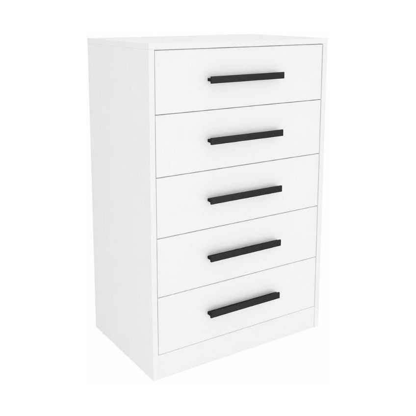 Cômoda CR45364 5 Gavetas MDP Puxador em PVC Branco 60,4cm Multimóveis - imagem 4