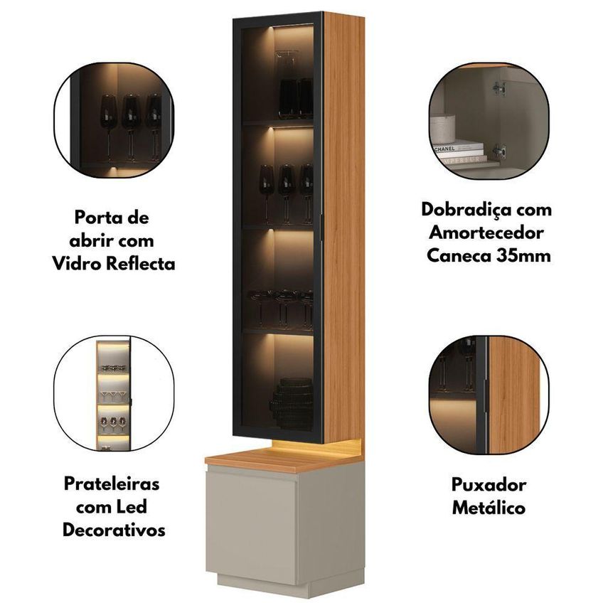 Rack Painel Para TV 75" 180cm MDF-MDP com LED Café Linea Brasil - imagem 5