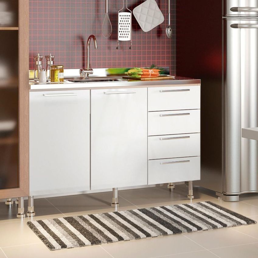 Cozinha Completa Aspen 4 Portas 4 Gavetas MDF MDP 270cm Branco Ditália Móveis - imagem 3