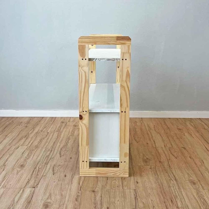 Aparador Linea Ample Moderno Sem Porta 2 Gavetas Madeira Maciça 100cm Branco E Natural Artfactory - imagem 2