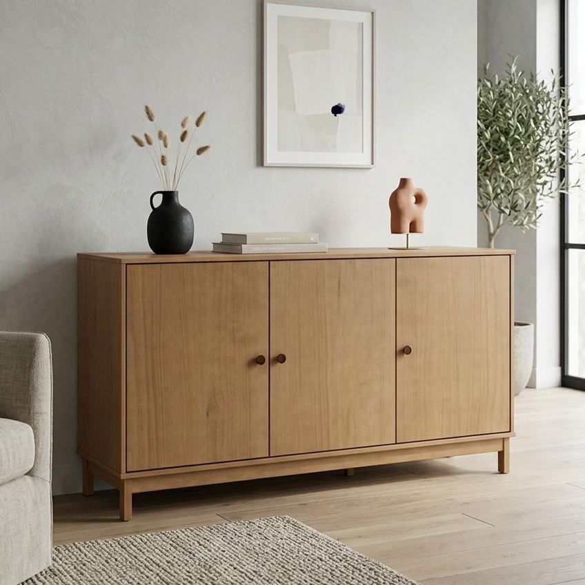Aparador Buffet Ethos F06 3 Portas 2 Prateleiras Madeira Maciça Amadeirado Lyam Decor - imagem 3