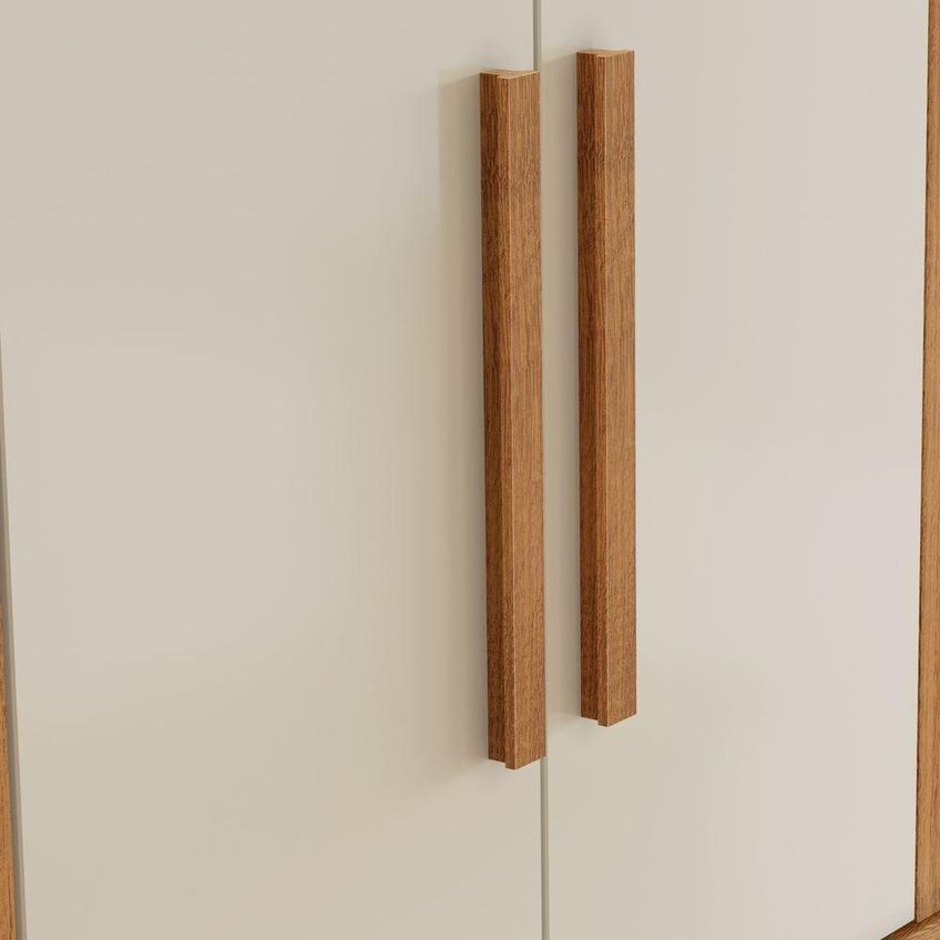Paneleiro Lorena 4 Portas 1 Gaveta MDF 60cm Off White Kaiki Móveis - imagem 5