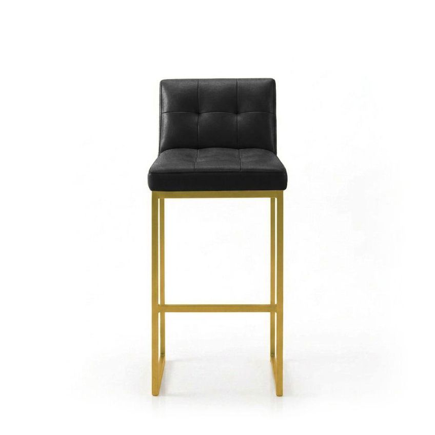 Kit 3 Banquetas Altas Lirina C05 Pu Base Dourada Com Encosto Preto D'rossi - imagem 5