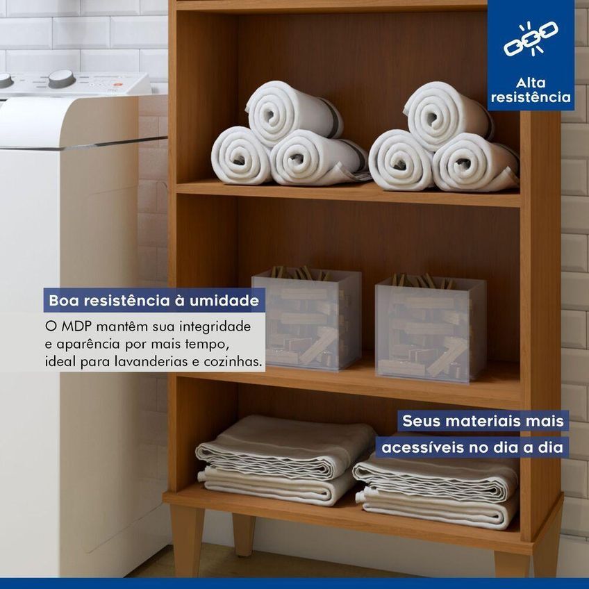 Lavanderia Modulada Belém 2 Portas 6 Prateleiras MDF-MDP 140cm Kaiki Móveis - imagem 3