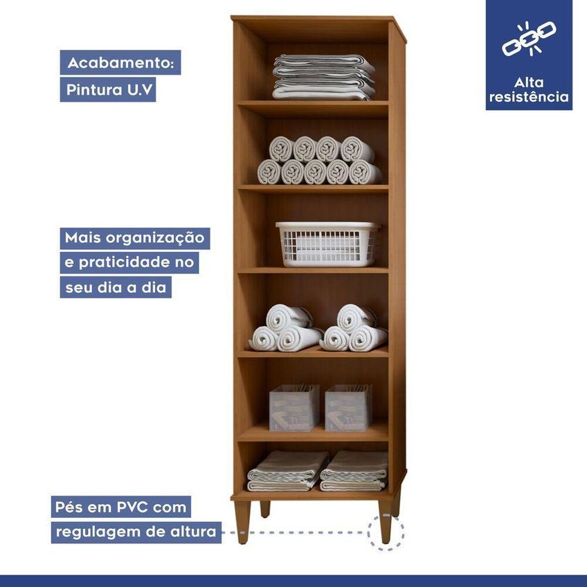 Lavanderia Modulada Belém 2 Portas 6 Prateleiras MDF-MDP 140cm Kaiki Móveis - imagem 4