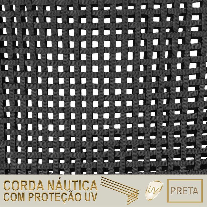 Banqueta Roma Tecido Corda Náutica Alumínio Encosto Fixo Preto Trama Móveis - imagem 3