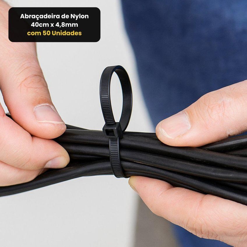 Abraçadeira De Nylon 40cm X 4,8mm Proteção Uv 50 Unidades Preta Startools - imagem 5
