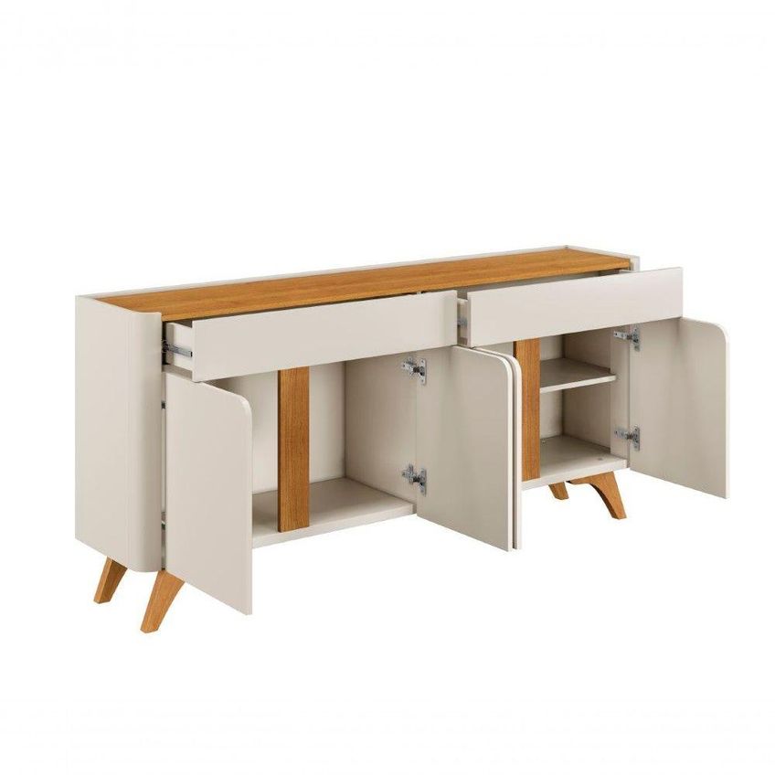 Buffet Aros 4 Portas Madeira Pés Reguláveis Off White Mavaular Móveis - imagem 2