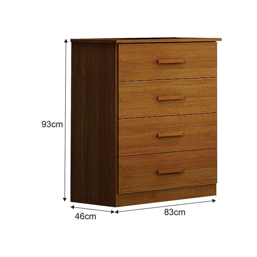 Cômoda Rubi 4 Gavetas MDF Puxador Madeira Bronze Cinamomo Leifer Móveis - imagem 3