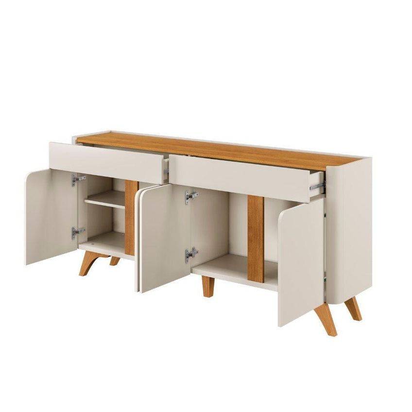 Buffet Aros 4 Portas Madeira Pés Reguláveis Off White Mavaular Móveis - imagem 3