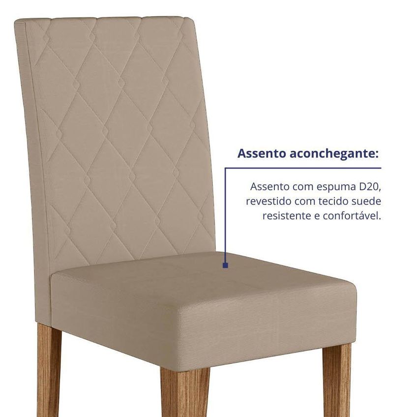 Kit 8 Cadeiras De Jantar Jade Mdf Suede Bege Pallazio - imagem 2