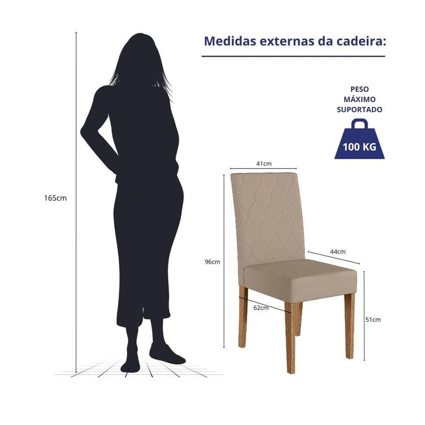 Kit 8 Cadeiras De Jantar Jade Mdf Suede Bege Pallazio - imagem 3