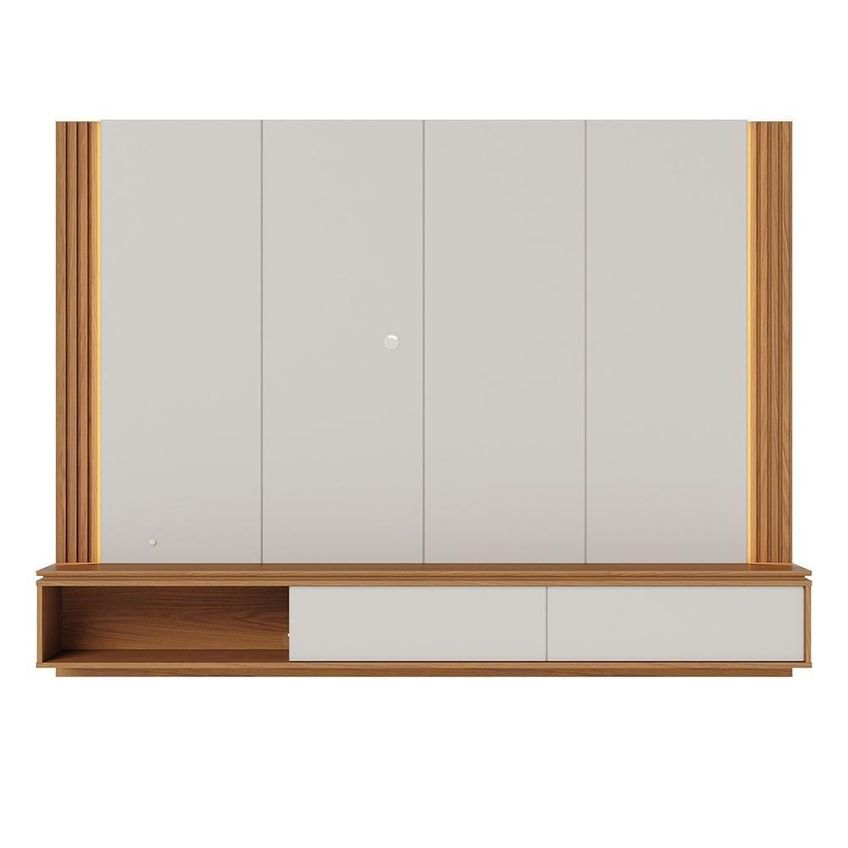 Painel Para TV Loa Até 75" 216cm MDF-MDP Com LED Off White Matte-Freijó Colibri Móveis - imagem 3