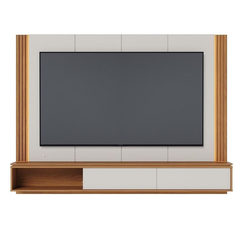 Painel Para TV Loa Até 75" 216cm MDF-MDP Com LED Off White Matte-Freijó Colibri Móveis - imagem 4