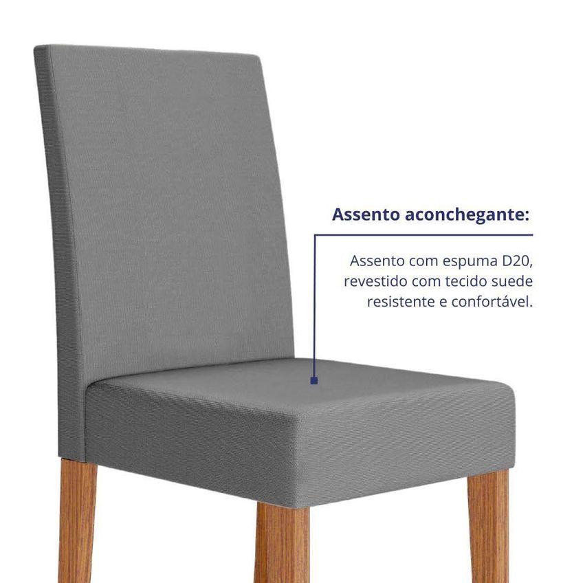 Kit 4 Cadeiras De Jantar Josi Mdf Suede Cinza Pallazio - imagem 4