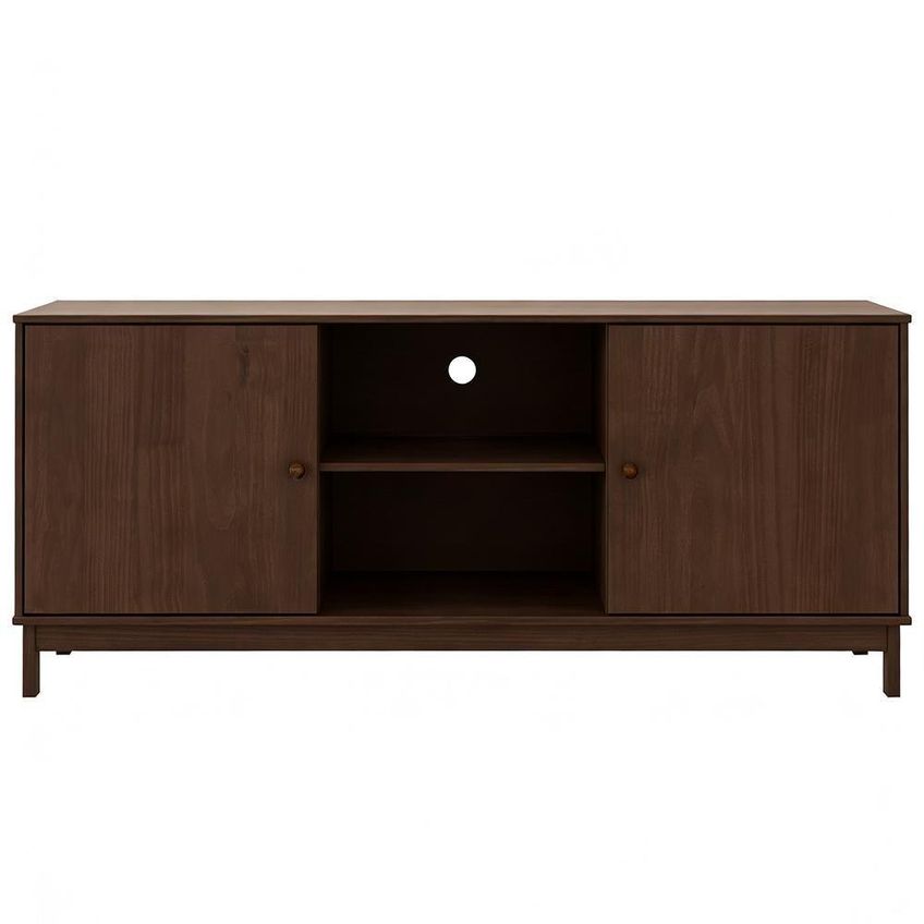 Rack Ethos F06 Para TV 60" 160cm Madeira Maciça 2 Portas Café Lyam Decor - imagem 2