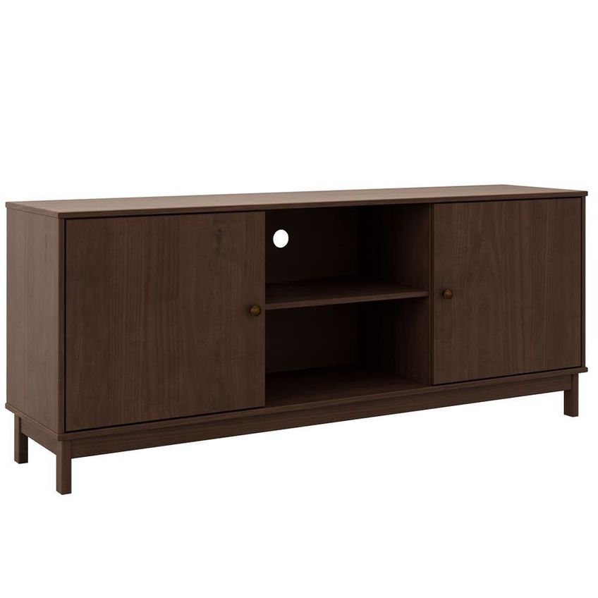 Rack Ethos F06 Para TV 60" 160cm Madeira Maciça 2 Portas Café Lyam Decor - imagem 3