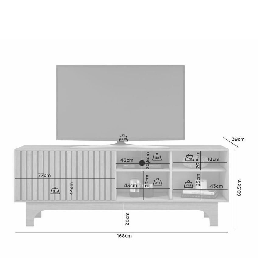 Rack Para TV Até 70 Polegadas Atenas 200cm MDF MDP Com Portas Correr Cinza Móveis Atenas - imagem 4