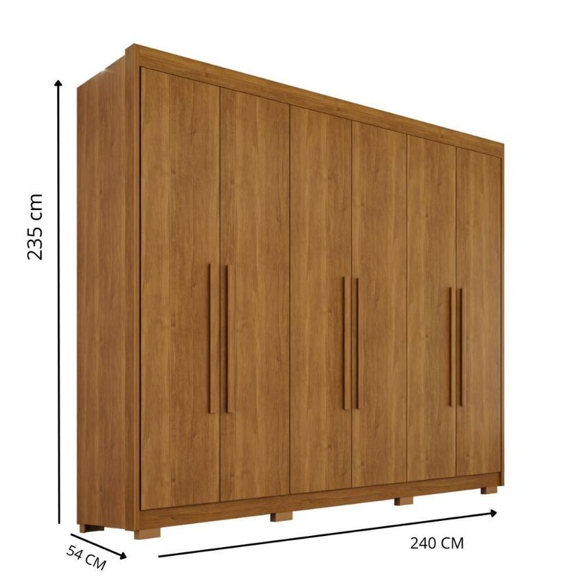 Guarda Roupa Casal Elegance Plus 6 Portas De Bater 6 Gavetas MDF Cinamomo 240cm Elegance - imagem 3