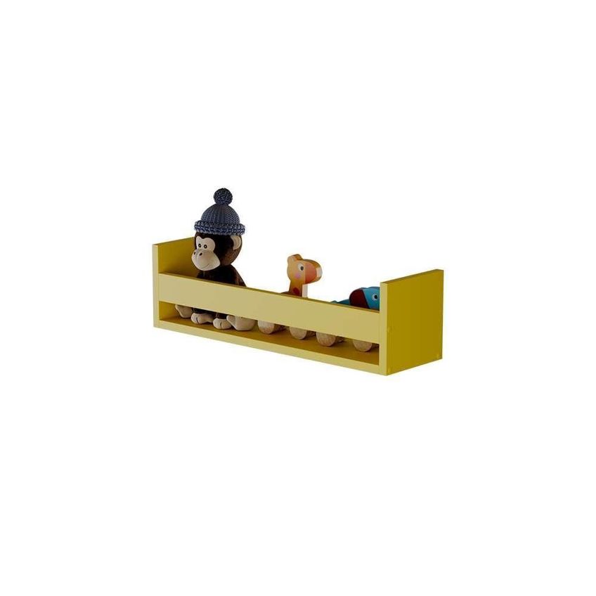 Kit Prateleira Porta Brinquedo 60 X 12cm MDF Amarela Com Suporte Invisível - imagem 3