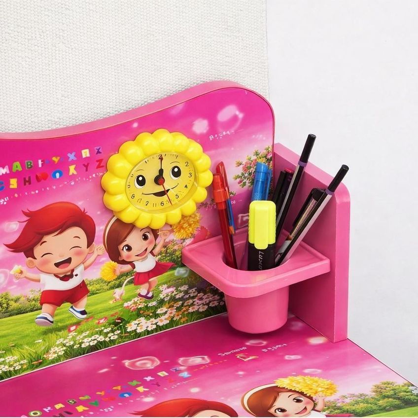 Conjunto Mesa E Cadeira Infantil Ajustável 3 Níveis Com Prateleira Rosa Yeet - imagem 3