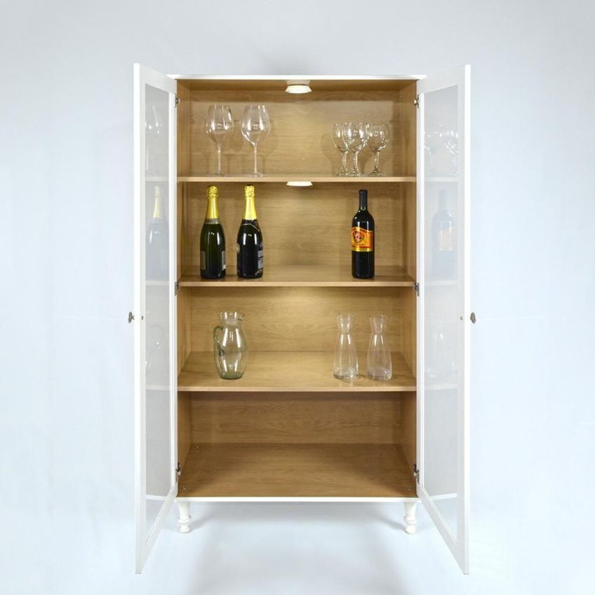 Cristaleira E-957 2 Portas 4 Prateleiras MDP Kit Luz LED Branco Ditália Móveis - imagem 4