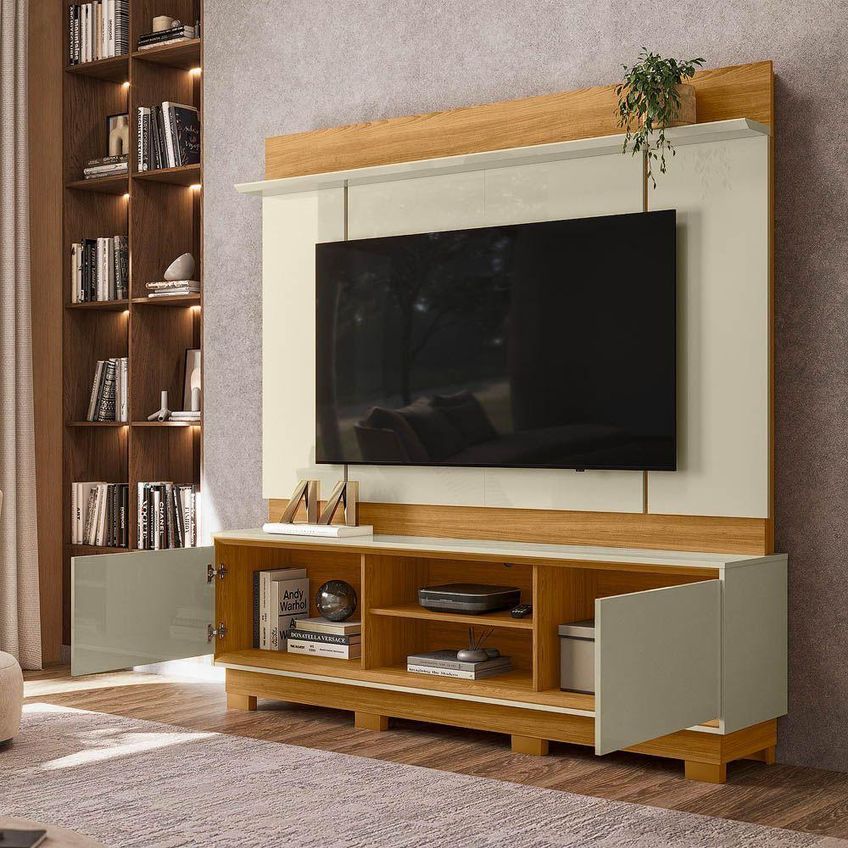 Painel Para TV Até 75" Aspen M20 183cm MDP Cumaru E Opala D'Rossi - imagem 3