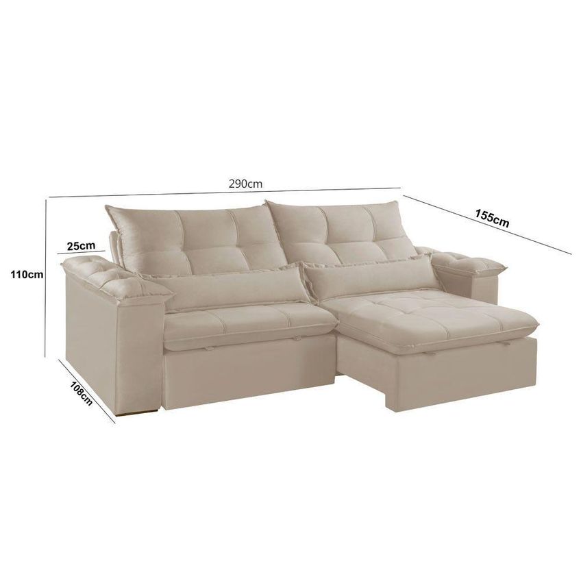 Sofá A294 3 Lugares Retrátil E Reclinável 290cm Creme Meu Sofá Online - imagem 3