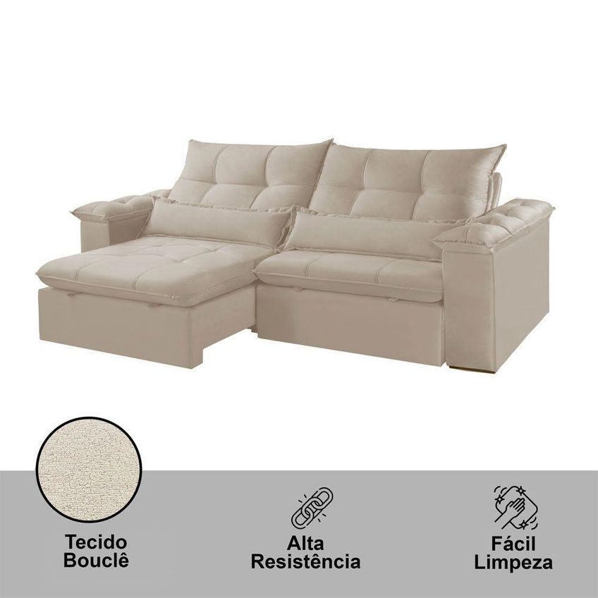 Sofá A294 3 Lugares Retrátil E Reclinável 290cm Creme Meu Sofá Online - imagem 4